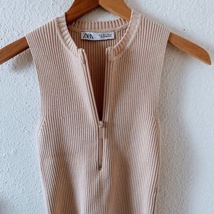 Zara Half-Zip Sleeveless Sweater Top Size Small